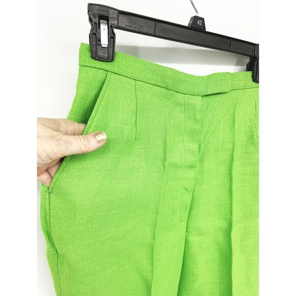 Vintage Christenfeld Neon Green Linen Cargo Shorts - Picture 2 of 7